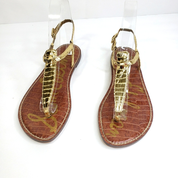 Sam Edelman Gold Snake Embossed Thong Sandal 7.5 - Picture 5 of 9